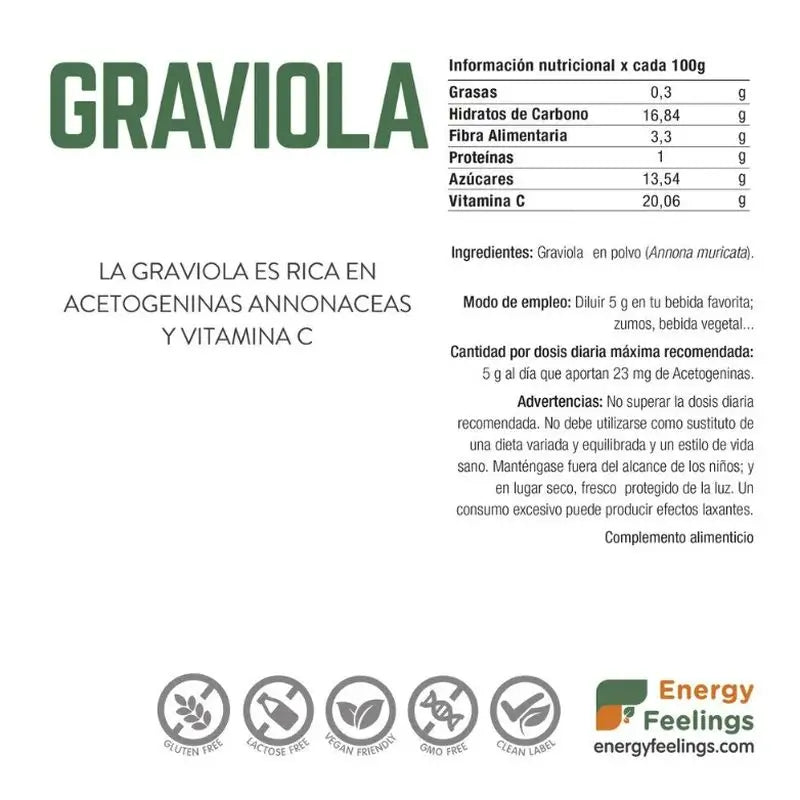 Energy Feelings Graviola-Pulver 1Kg. Vegan Sg