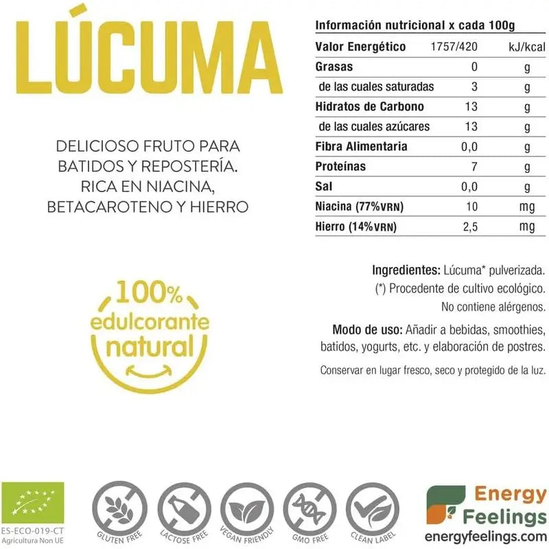 Energy Feelings Lucuma Pulver 200Gr. ökologisch vegan Sg