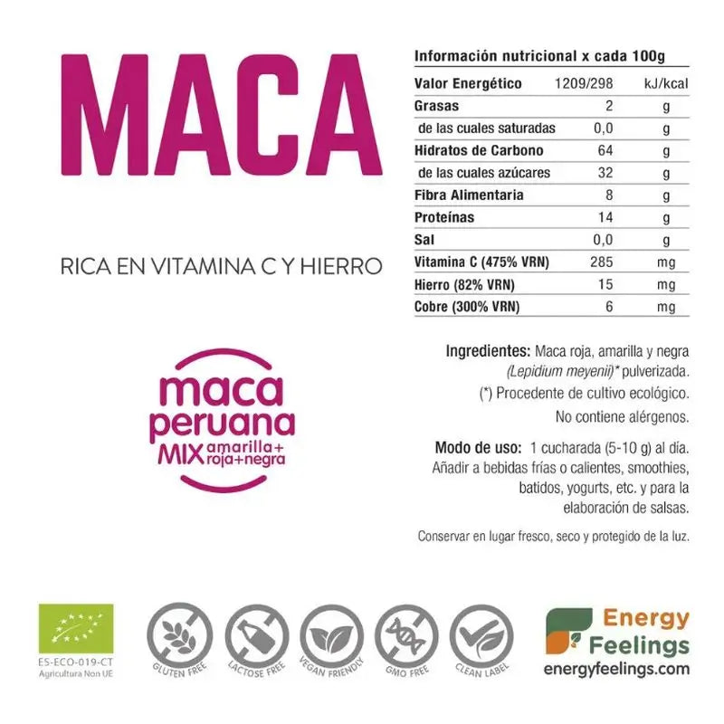 Energy Feelings Maca-Pulver 200Gr. ökologisch-vegan Sg