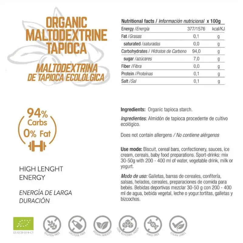 Energy Feelings Tapioca Maltodextrin 500Gr. Eco Vegan Sg