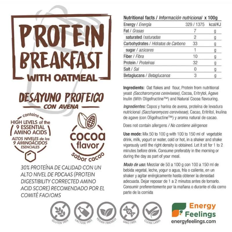 Energy Feelings Protein-Frühstückskakao 1Kg. Öko