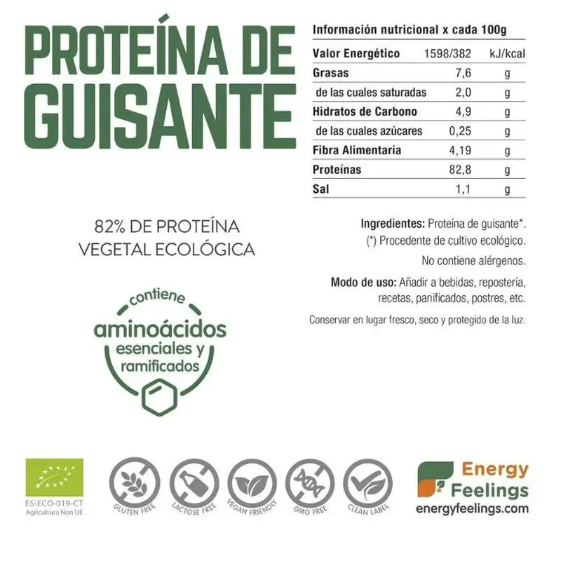 Energy Feelings Erbsenprotein 500Gr. öko-vegan Sg