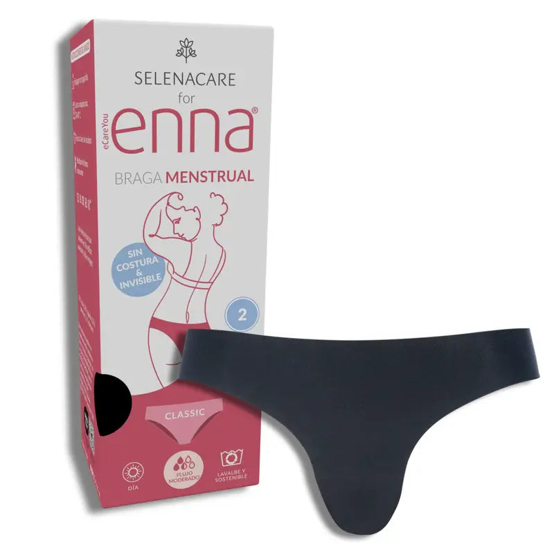 Enna Menstruationshöschen Free Cut Medium Flow Day Größe 2, Schwarz