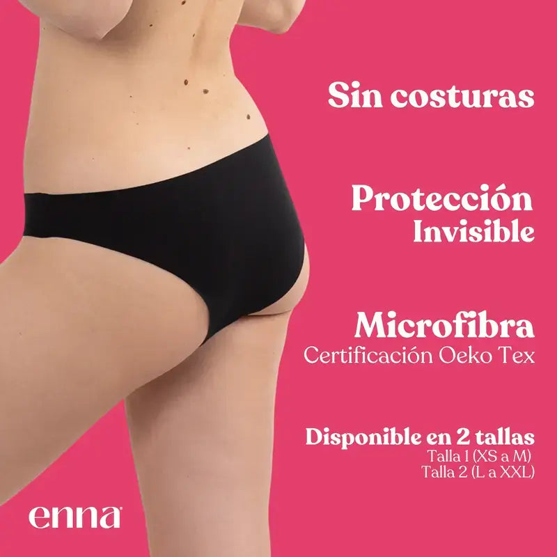 Enna Menstruationshöschen Free Cut Medium Flow Day Größe 2, Schwarz Pack 2 Stück