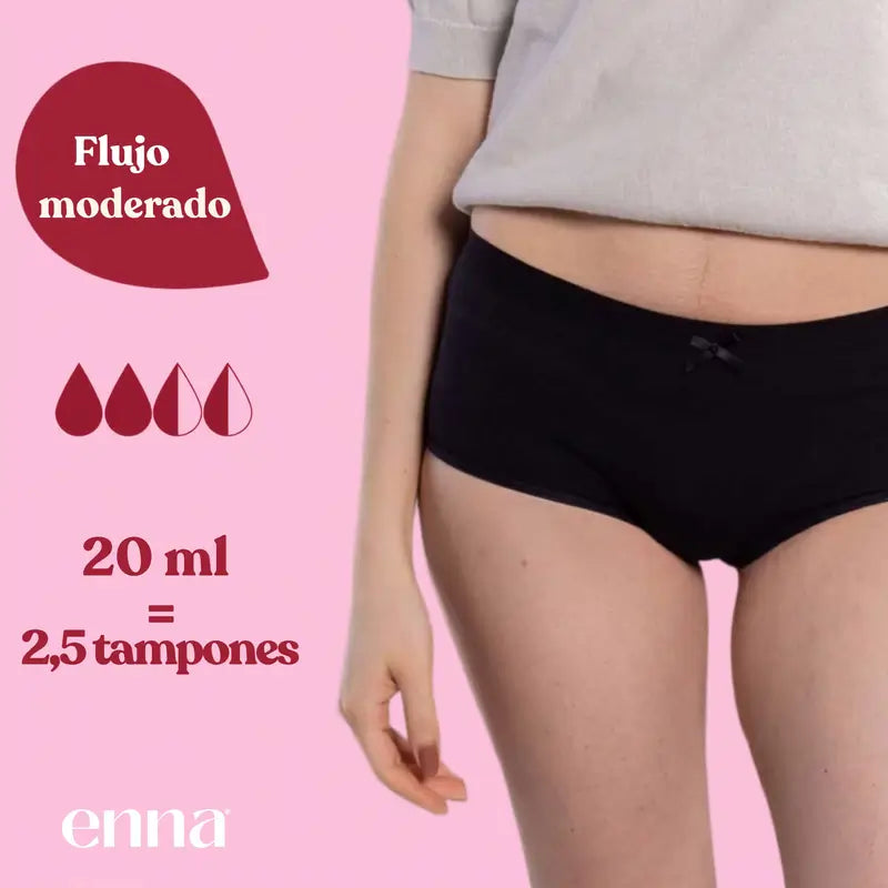 Enna Menstruationshöschen Teens Hipster - Medium Flow, 164 Cm, Schwarz