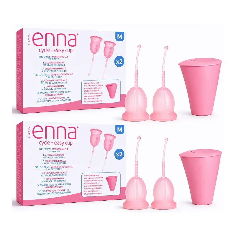 Enna Cycle Easy Menstruationstasse Größe M, 2 Tassen + sterilisierte Box, 2er-Pack.