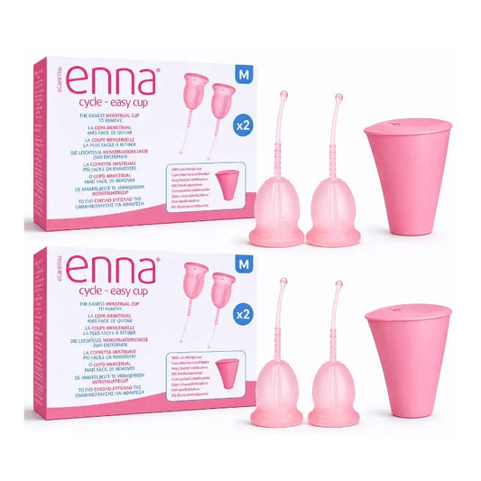 Enna Cycle Easy Menstruationstasse Größe M, 2 Tassen + sterilisierte Box, 2er-Pack.