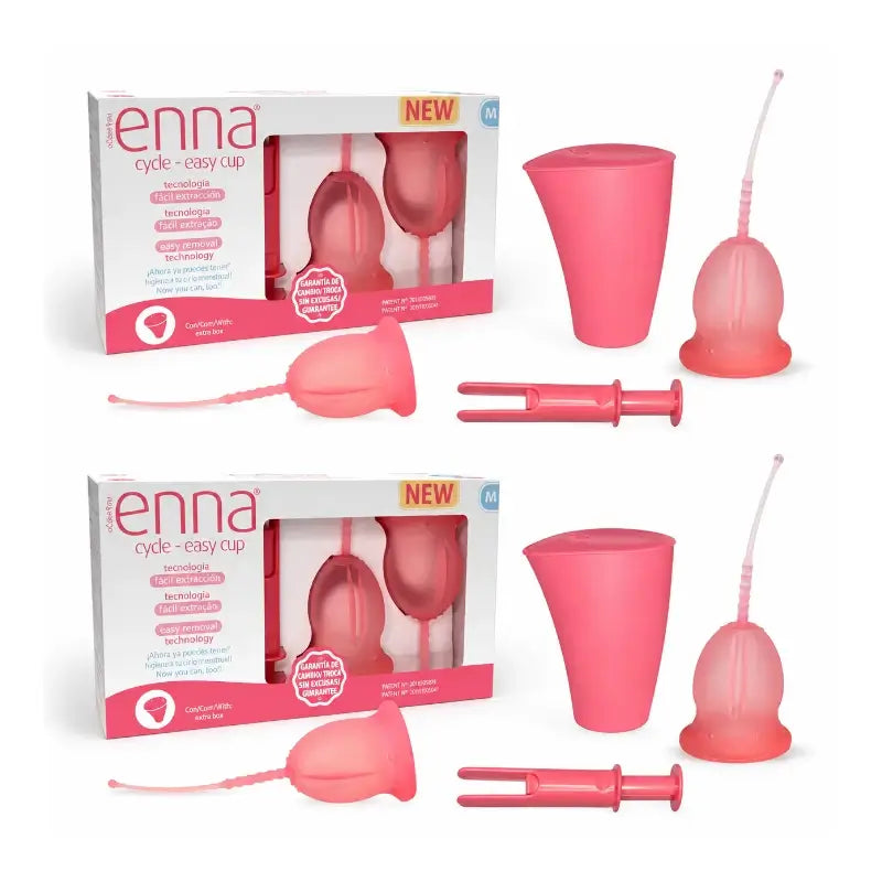 Enna Cycle Easy Größe M - 2 Tassen + Sterilisator Box + Applikator Pack 2 Stück 4 Tassen