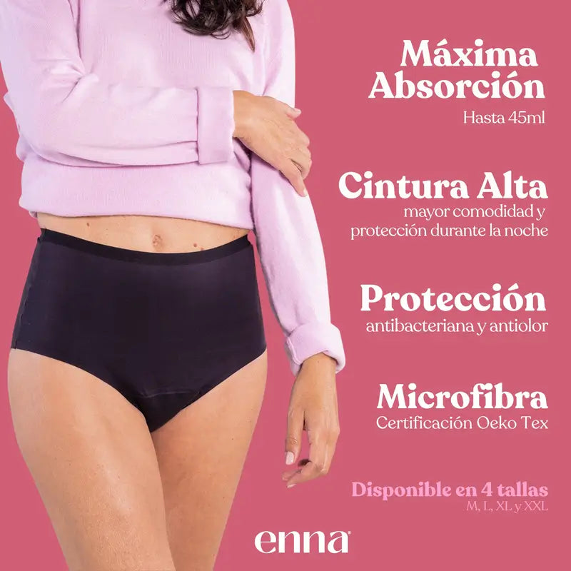 Enna Inkontinenz Damen High Waist 40 Ml Absorption, Größe 2XL, Schwarz
