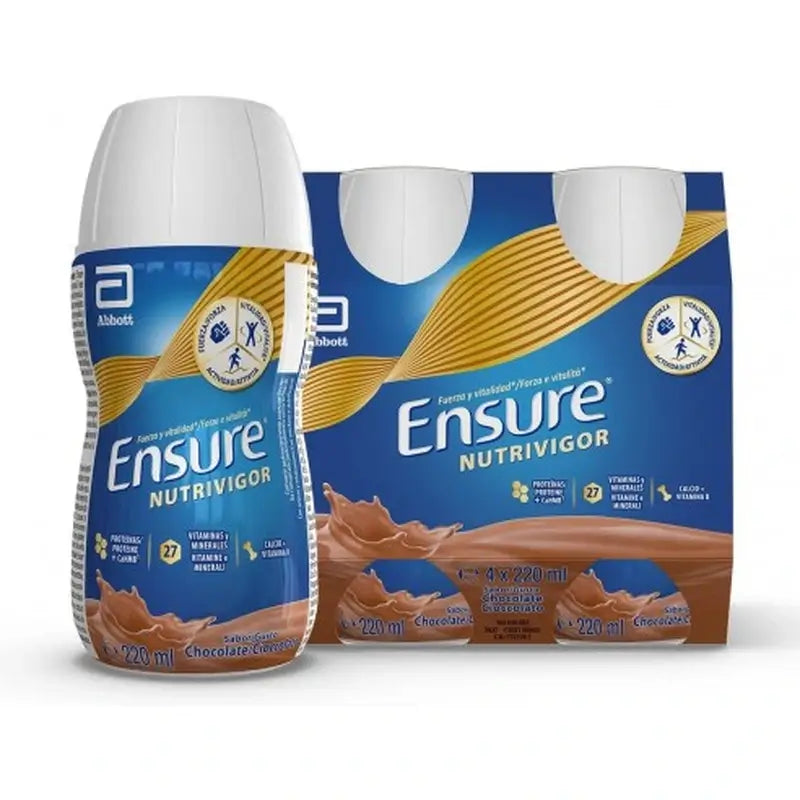 Ensure Nutrivigor Schoko-Milchshake Erwachsene, 4 Flaschen x 220ml