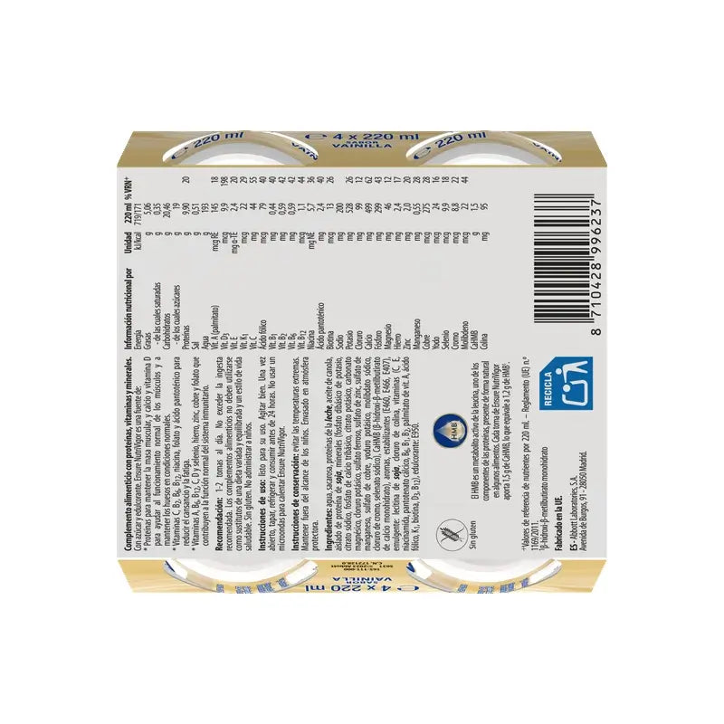 Ensure Nutrivigor Vanille-Milchshake Erwachsene, 4 Flaschen x 220 ml