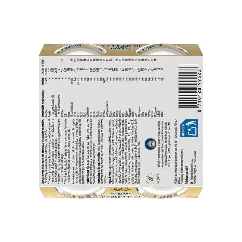 Ensure Nutrivigor Vanille-Milchshake Erwachsene, 4 Flaschen x 220 ml