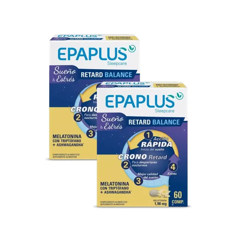 Epaplus Sleepcare Melatonin Retard Balance mit Tryptophan, 30 Gramm, 2X60 Tabletten