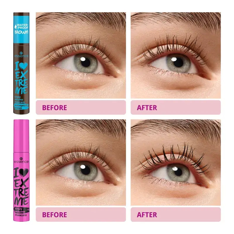 Essence I Love Extreme Crazy Volume Wasserfeste braune Wimperntusche 01, 12 ml