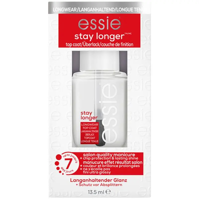 Essie Stay Longer Nail Top Coat, lang anhaltend bis zu 7 Tage, schnell trocknend