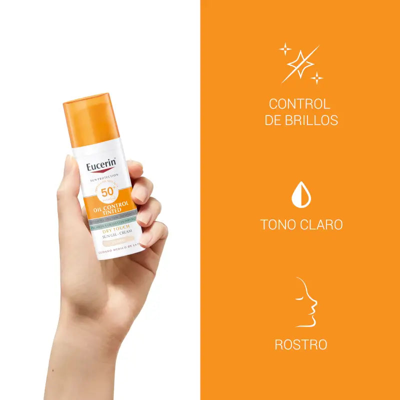 Eucerin FaceSolar Oil Control Dry Touch Gel Cream Spf50+ Getöntes Licht, 50 ml