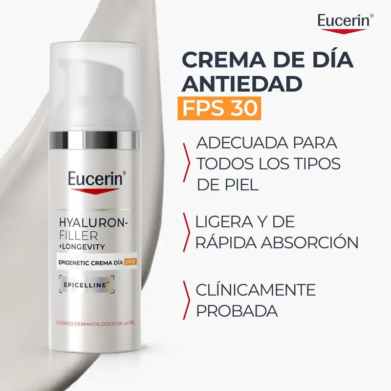 Eucerin Hyaluron-Filler + Longevity Epigenetic Tagescreme LSF 30, 50 ml