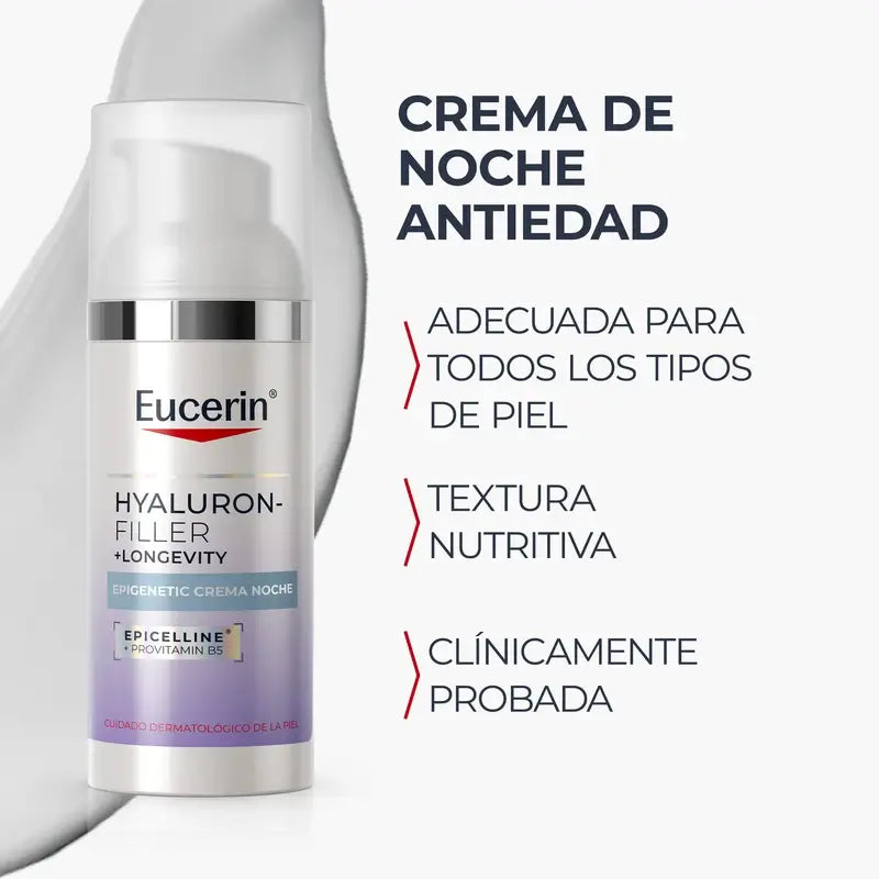 Eucerin Hyaluron-Filler + Longevity Epigenetic Nachtcreme, 50 ml