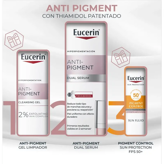 Eucerin Pack Anti-Pigment - Doppel-Serum, 30 ml + Mini-Reinigungsgel 20 ml + Mini-Sonnenschutz 7 ml