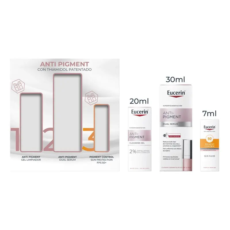 Eucerin Pack Anti-Pigment - Doppel-Serum, 30 ml + Mini-Reinigungsgel 20 ml + Mini-Sonnenschutz 7 ml
