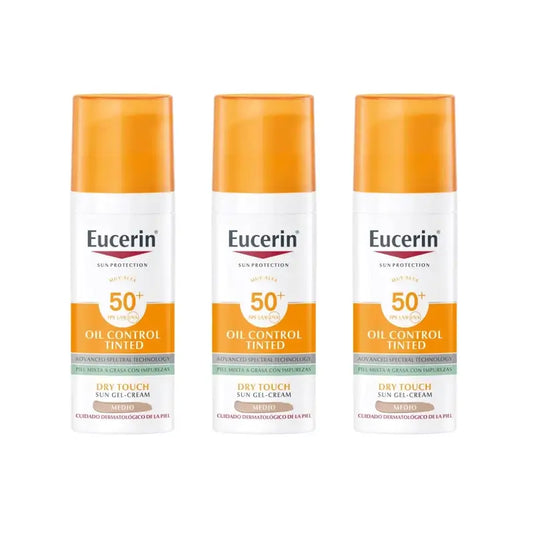 Eucerin Facial Sun Care Oil Control Dry Touch Spf50+ Farbe, 3 Einheiten