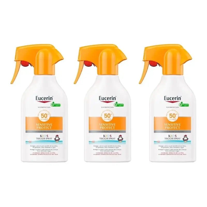 Eucerin Solar Sensitive Protect Kinder Sonnenspray Fps 50+, 3X250Ml