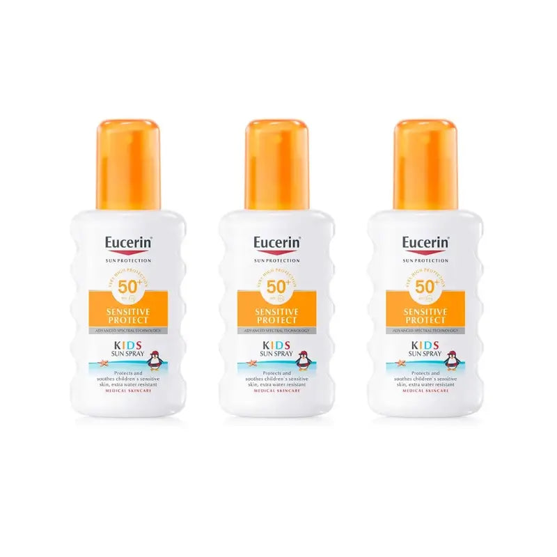 Eucerin Solar Sensitive Protect Kinder Kinder Sonnenspray Spf50+, 3X200 Ml