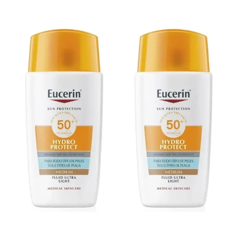 Eucerin Sun Face Hydro Protect Fluid SPF50+Getönt Mittel, 2x50 ml