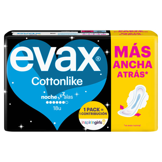 Evax Cottonlike Night Pads mit Flügeln , 18 Stück