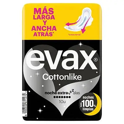 Evax Cottonlike Extra Night Pads mit Flügeln, 10 Stück