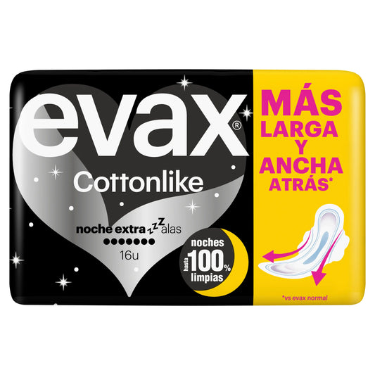 Evax Cottonlike Extra Night Pads mit Flügeln , 16 Stück