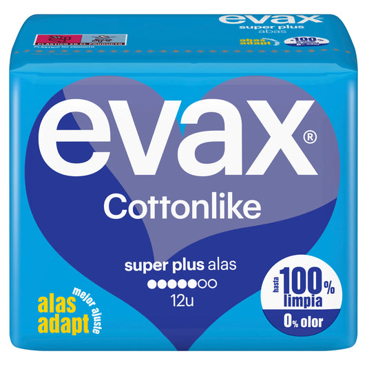 Evax Cottonlike Super Plus Pads mit Flügeln, 12 Stück