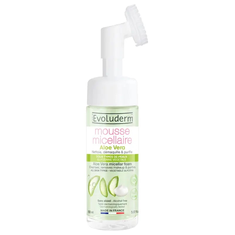 Evoluderm Aloe Vera Mizellen-Reinigungsschaum mit Bürste, 150 ml