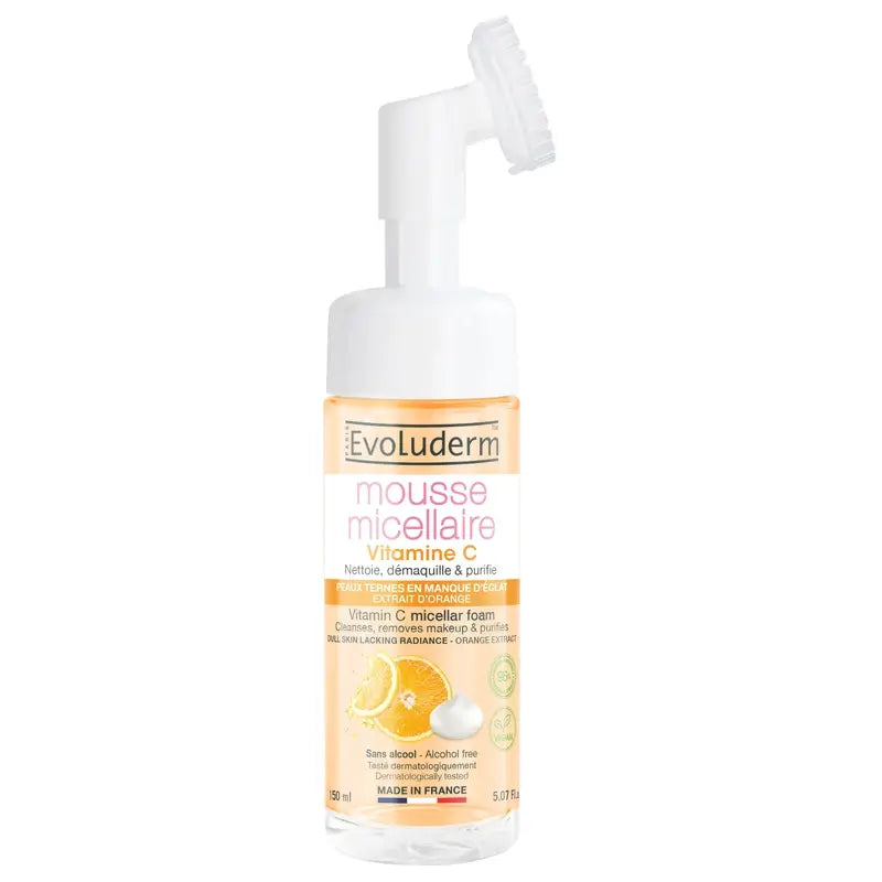 Evoluderm Vitamin C Micellar-Reinigungsschaum mit Bürste, 150 ml