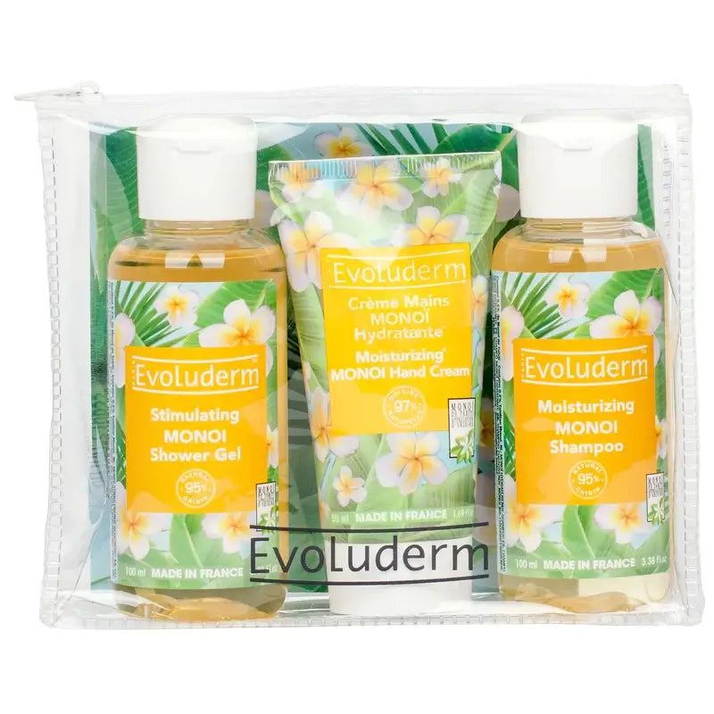 Evoluderm Reise-Set X3 - Duschgel-Handcreme-Shampoo, 100/50/100 ml