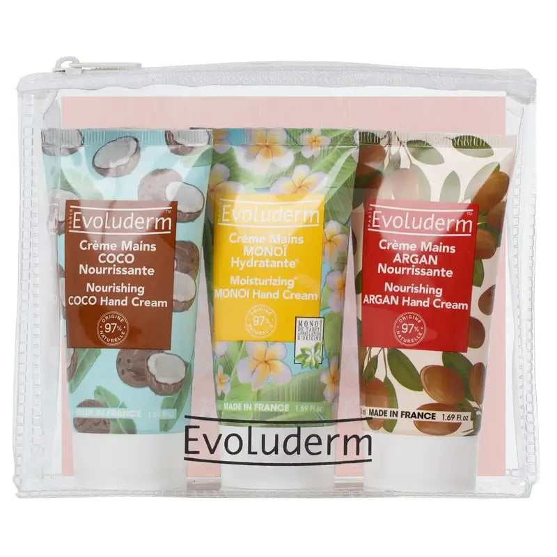 Evoluderm Reise-Set Handcreme X3 - (Monoi/Kokosnuss/Karité), 50/50/50 ml