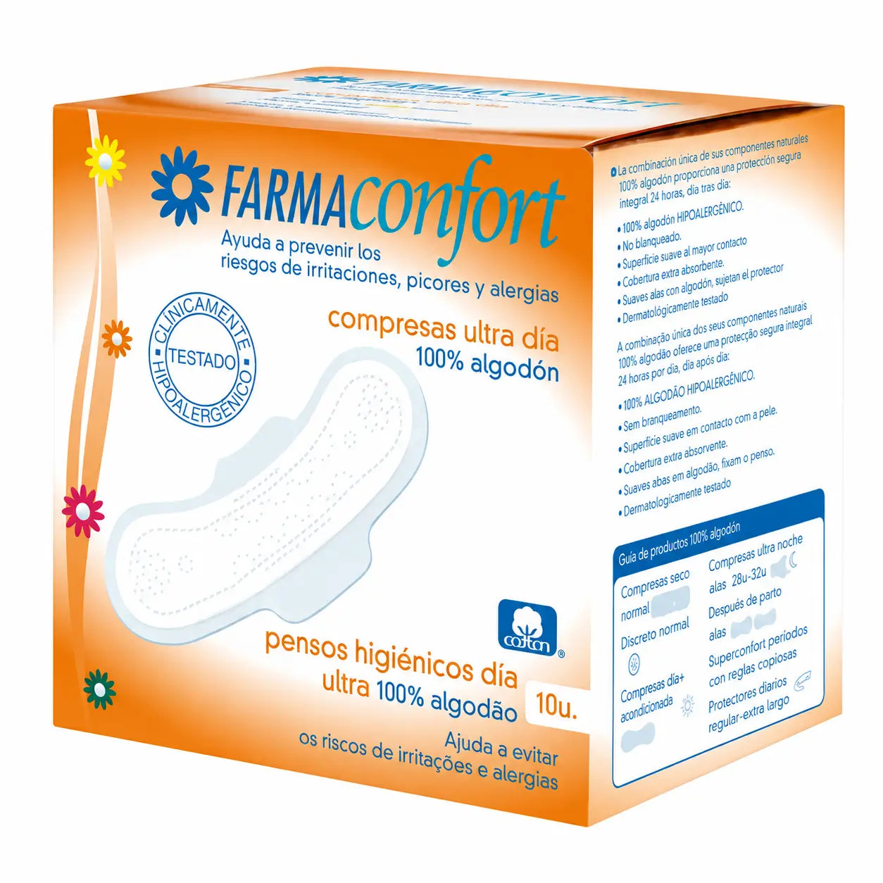 Farmaconfort 100% Baumwolle Ultrafine Kompressen für den täglichen Gebrauch