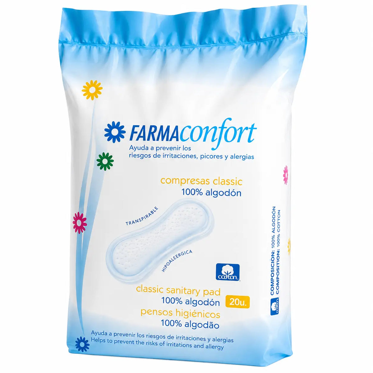 Farmaconfort Classic Anatomische Damenhygiene-Tücher 20 Stück