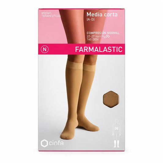 Farmalastic Kompressions-Kurzstrumpf Normale Kompression Beige, Große Größe