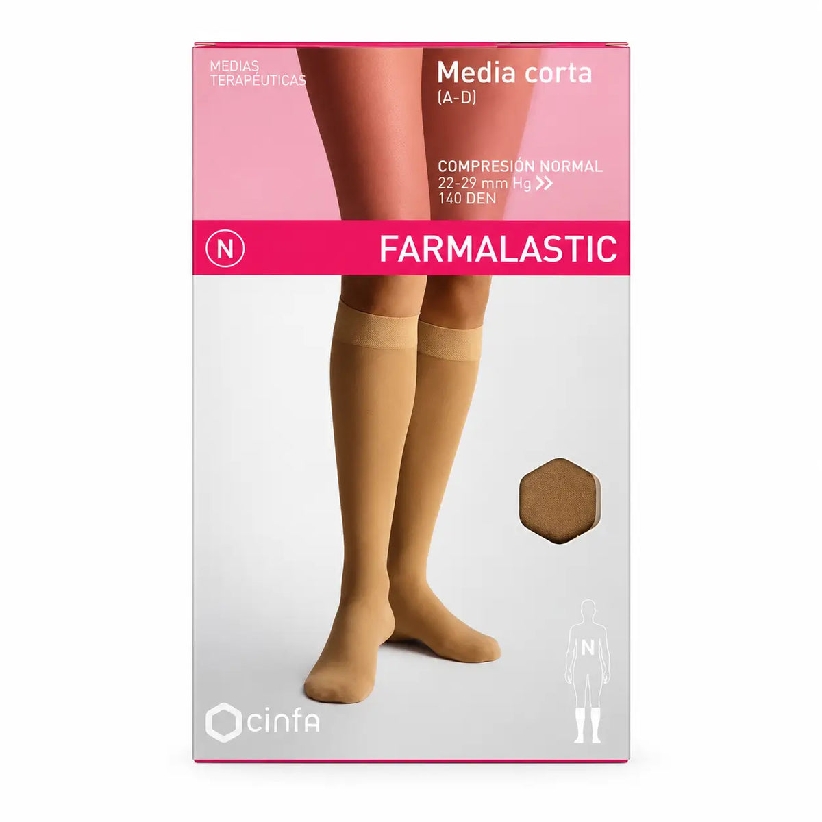 Farmalastic Kompressions-Kurzstrumpf Normale Kompression Beige, Große Größe