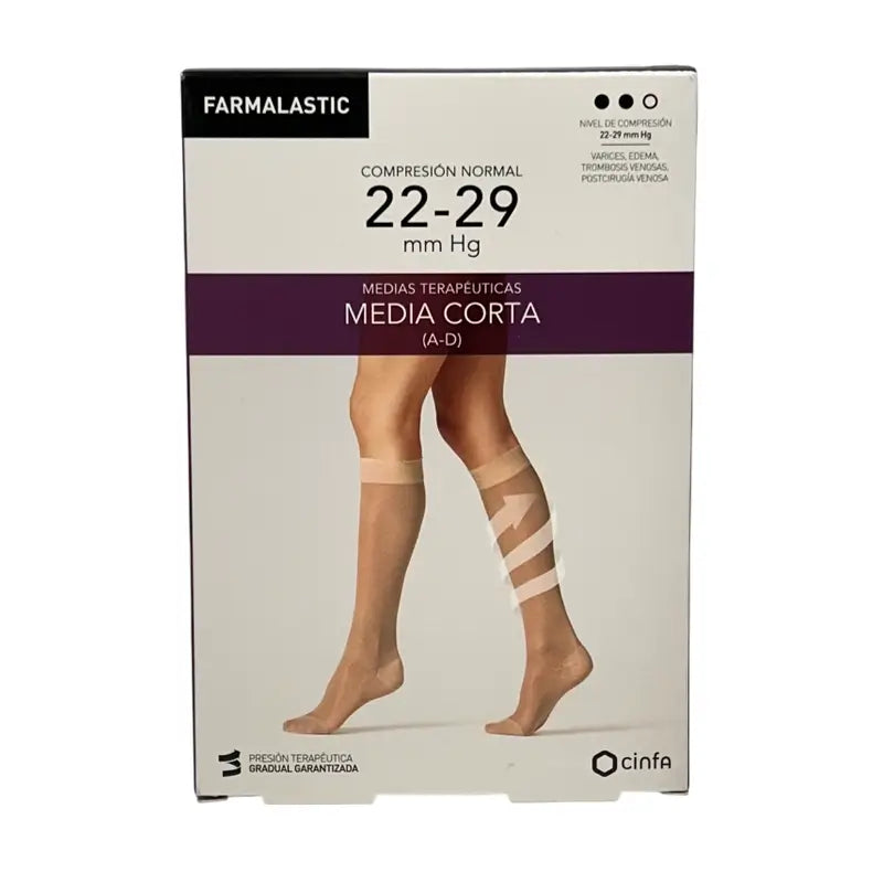 Farmalastic Kompressionsstrumpf kurz Normal Beige, Größe M