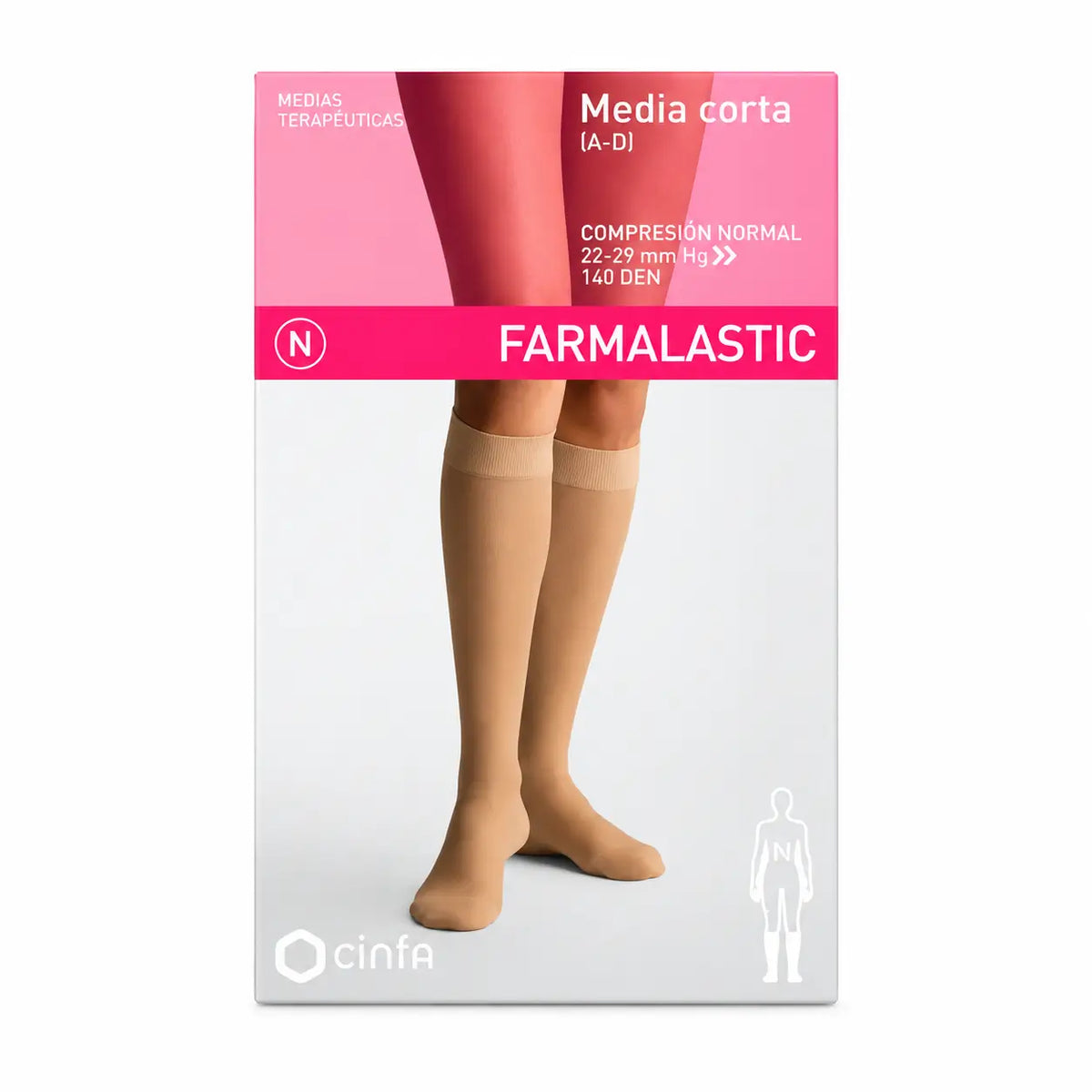 Farmalastic Kompressions-Kurzstrumpf Normale Kompression Beige, Größe Queen Plus