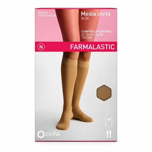 Farmalastic Kurzer Kompressionsstrumpf Normal Beige, Größe XL