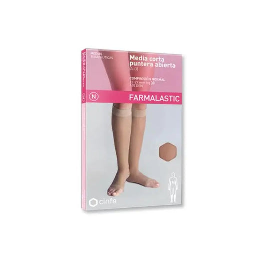 Farmalastic Short Normal Compression Stocking Open Toe Beige, Size XL