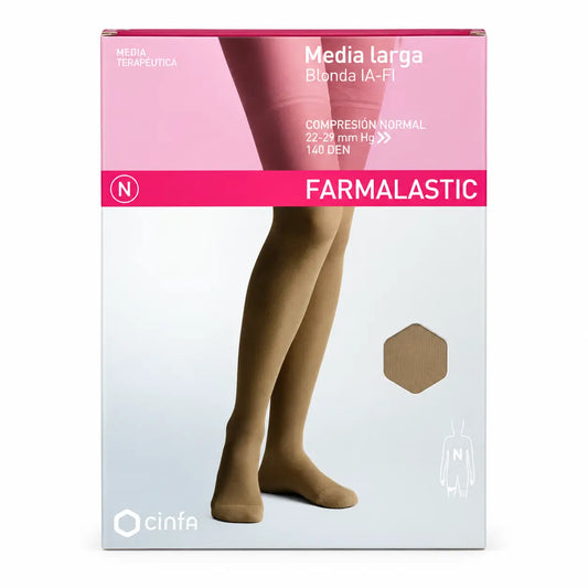 Farmalastic Lange Strumpfhosen Kompression Normale Kompression Beige, Große Größe