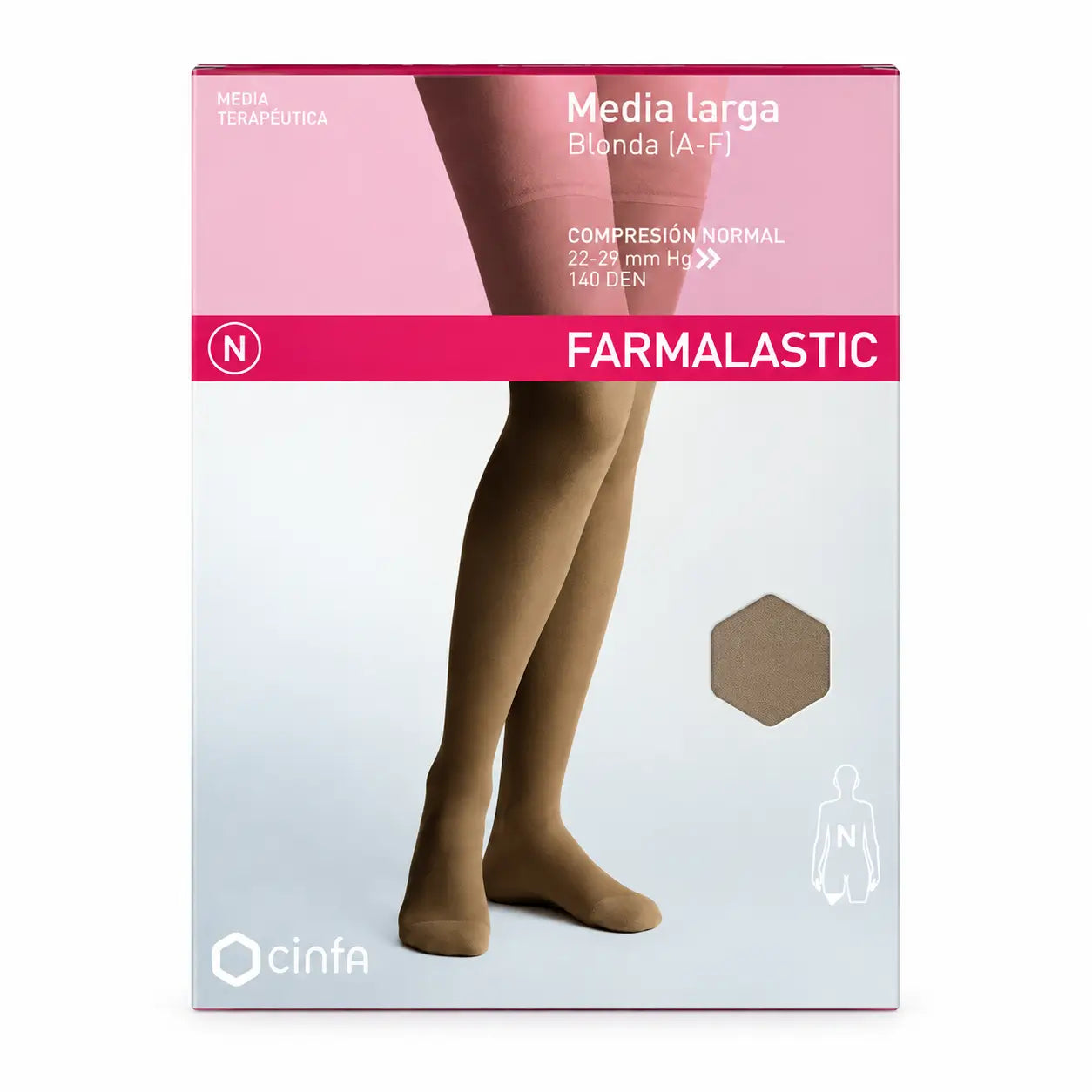 Farmalastic Lange Strumpfhosen Kompression Normale Kompression Beige, Größe M