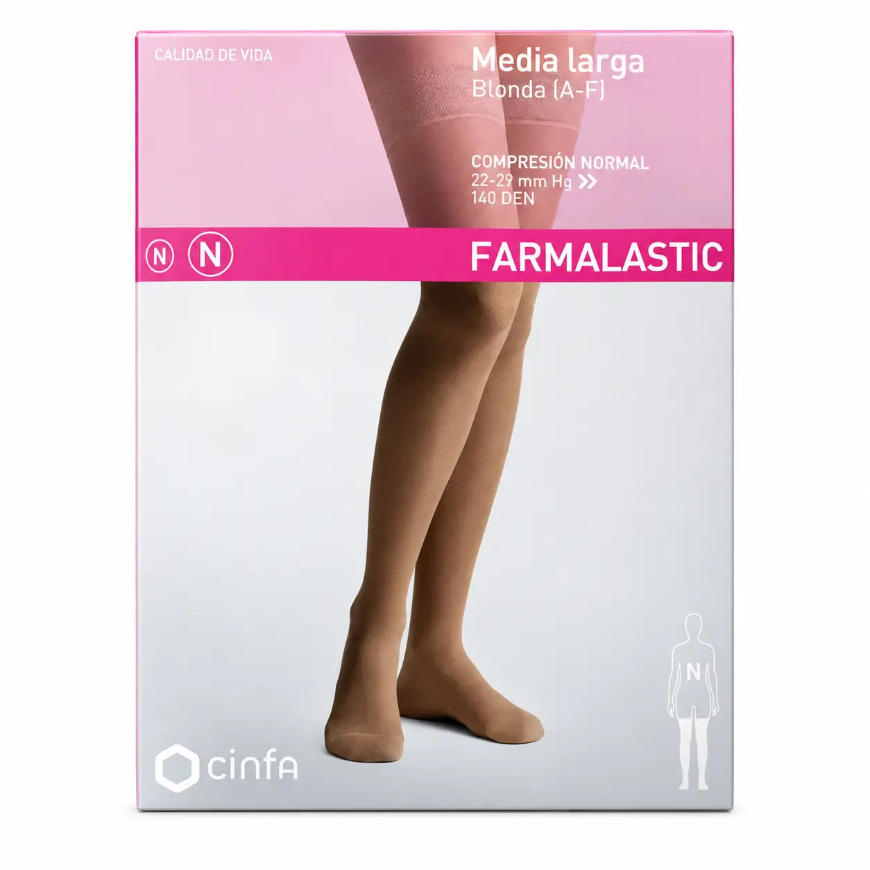 Farmalastic Langer Strumpf Compression Normal Compression Schwarz, Groß