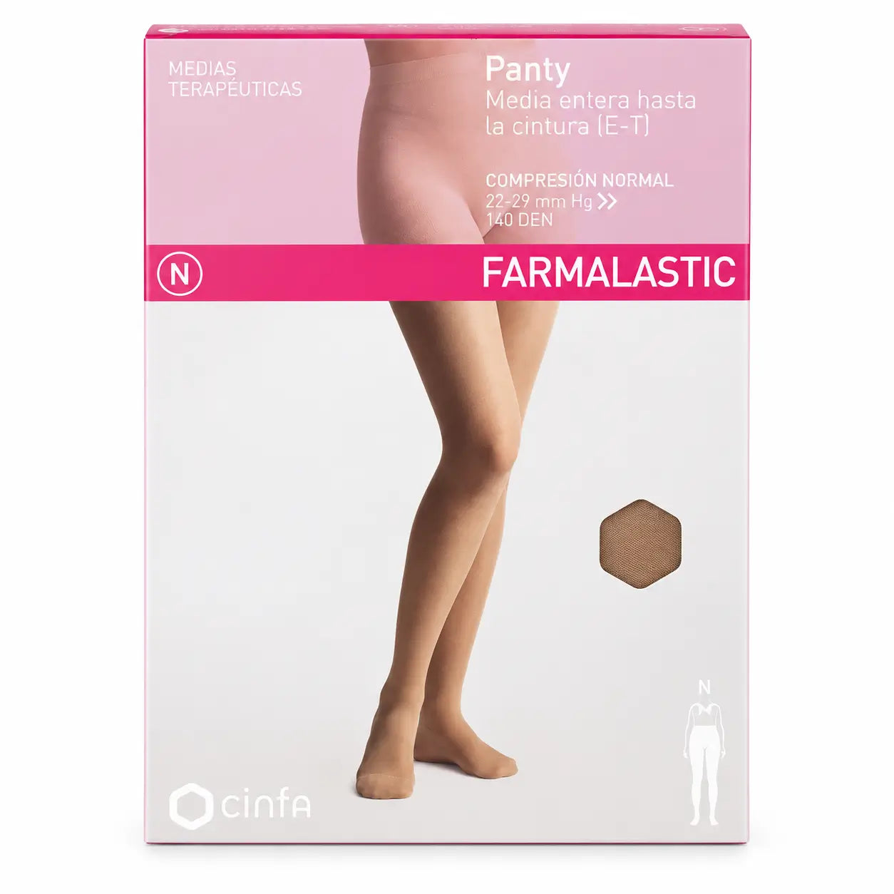 Farmalastic Kompressionsstrumpfhose Normal Compression Beige, Größe Small