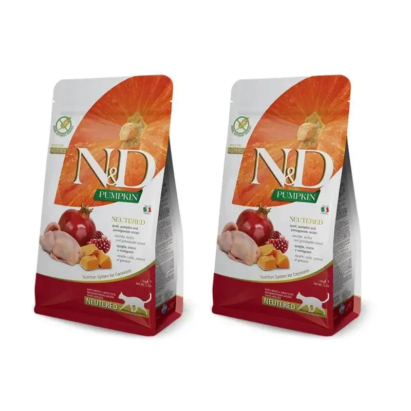 Farmina N&D Cat Pumpkin Neutered Quail 5Kg, Katzenfutter, 2er-Pack