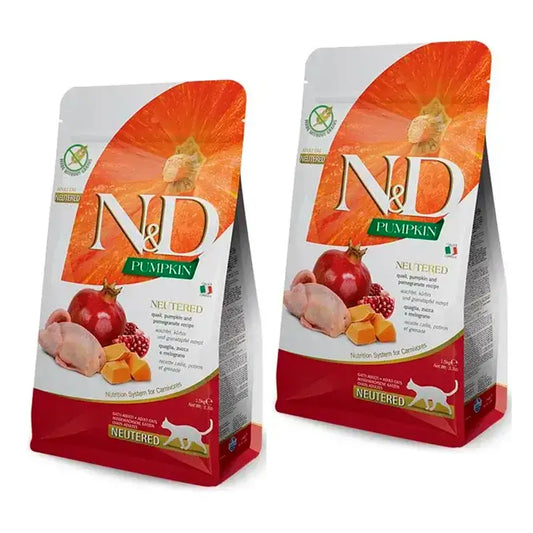 Farmina N&D Cat Kürbis Kastriert Kastrierte Wachtel Katzenfutter, Packung 2 x 1,5Kg